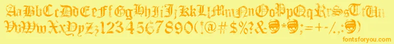 FaithCollapsing-Schriftart – Orangefarbene Schriften auf gelbem Hintergrund