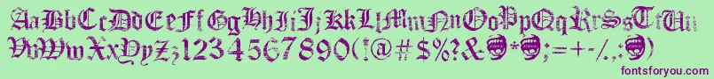 FaithCollapsing-Schriftart – Violette Schriften auf grünem Hintergrund