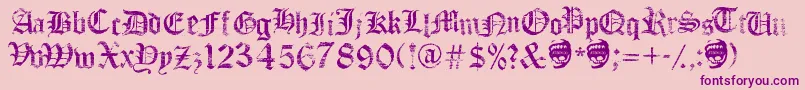 フォントFaithCollapsing – ピンクの背景に紫のフォント