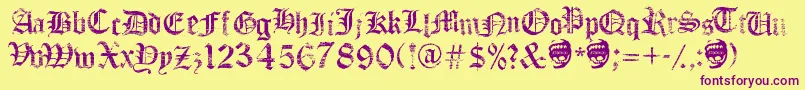 FaithCollapsing Font – Purple Fonts on Yellow Background