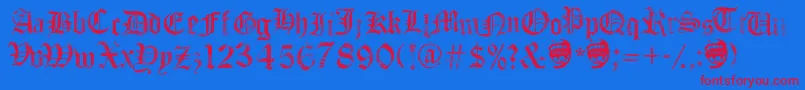 Czcionka FaithCollapsing – czerwone czcionki na niebieskim tle