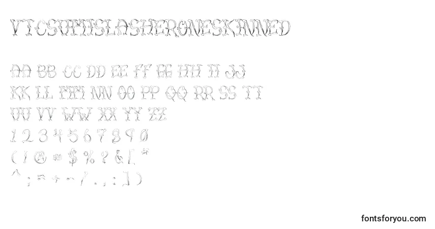 Czcionka VtcSumislasheroneskinned – alfabet, cyfry, specjalne znaki