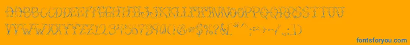 VtcSumislasheroneskinned-Schriftart – Blaue Schriften auf orangefarbenem Hintergrund