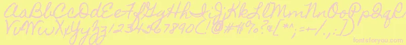 Homemadeapple-fontti – vaaleanpunaiset fontit keltaisella taustalla
