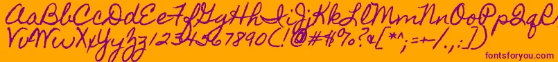 Homemadeapple-Schriftart – Violette Schriften auf orangefarbenem Hintergrund