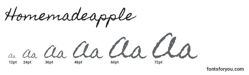 Размеры шрифта Homemadeapple