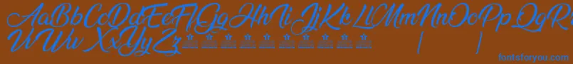 AnandaPersonalUse Font – Blue Fonts on Brown Background