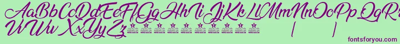AnandaPersonalUse Font – Purple Fonts on Green Background