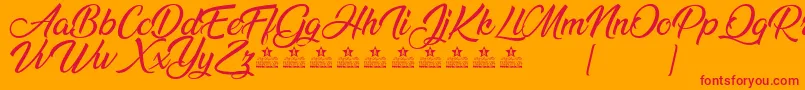 AnandaPersonalUse Font – Red Fonts on Orange Background