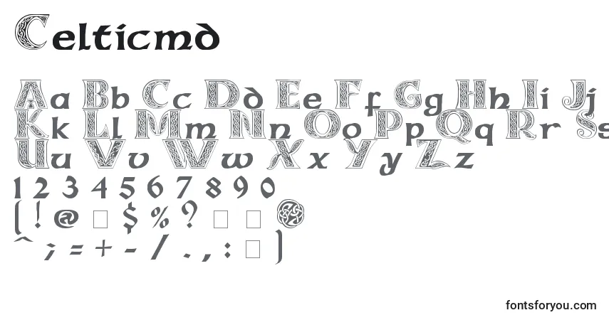 Czcionka Celticmd – alfabet, cyfry, specjalne znaki