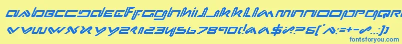 フォントXephi – 青い文字が黄色の背景にあります。