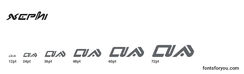 Размеры шрифта Xephi