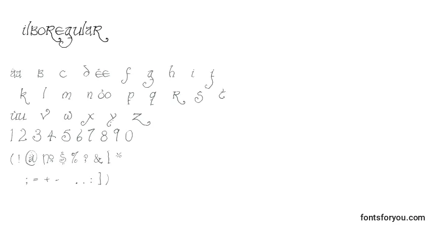 Шрифт Bilboregular – алфавит, цифры, специальные символы