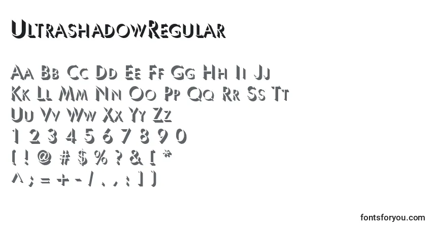 Schriftart UltrashadowRegular – Alphabet, Zahlen, spezielle Symbole