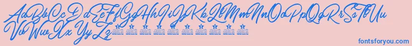Шрифт CarolinaMountainsPersonalUse – синие шрифты на розовом фоне