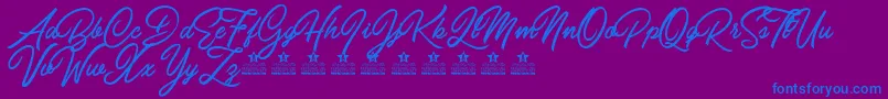 Шрифт CarolinaMountainsPersonalUse – синие шрифты на фиолетовом фоне