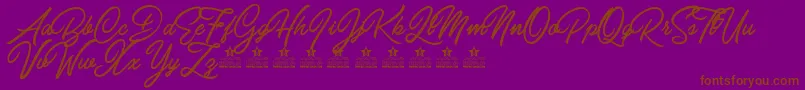 Шрифт CarolinaMountainsPersonalUse – коричневые шрифты на фиолетовом фоне