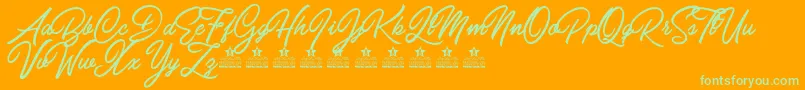 CarolinaMountainsPersonalUse Font – Green Fonts on Orange Background