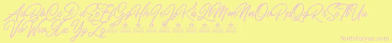 CarolinaMountainsPersonalUse Font – Pink Fonts on Yellow Background