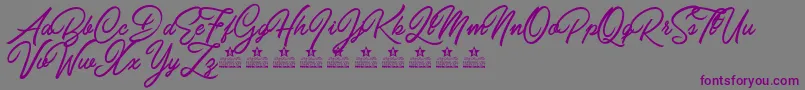 Шрифт CarolinaMountainsPersonalUse – фиолетовые шрифты на сером фоне