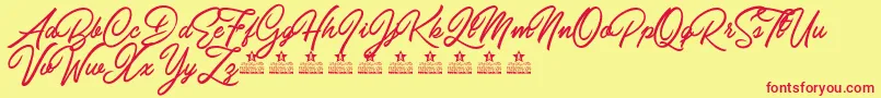 CarolinaMountainsPersonalUse Font – Red Fonts on Yellow Background