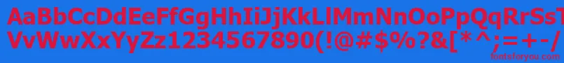 TahomaРџРѕР»СѓР¶РёСЂРЅС‹Р№-Schriftart – Rote Schriften auf blauem Hintergrund