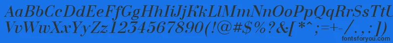 BodoninovaItalic-Schriftart – Schwarze Schriften auf blauem Hintergrund