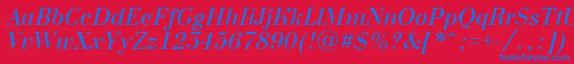 BodoninovaItalic Font – Blue Fonts on Red Background