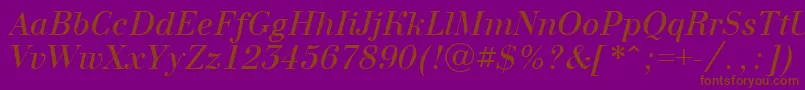 BodoninovaItalic Font – Brown Fonts on Purple Background