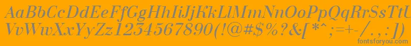 BodoninovaItalic-Schriftart – Graue Schriften auf orangefarbenem Hintergrund