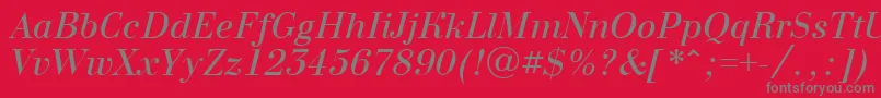 BodoninovaItalic-Schriftart – Graue Schriften auf rotem Hintergrund