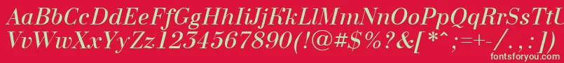 BodoninovaItalic Font – Green Fonts on Red Background