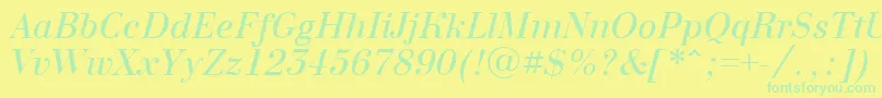 BodoninovaItalic Font – Green Fonts on Yellow Background