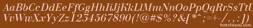 Fonte BodoninovaItalic – fontes rosa em um fundo marrom
