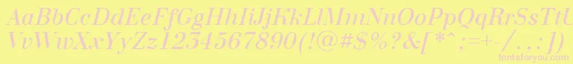 BodoninovaItalic Font – Pink Fonts on Yellow Background