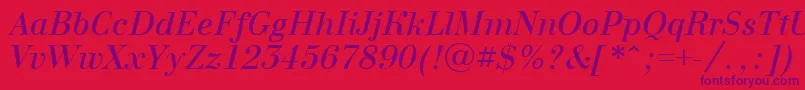 BodoninovaItalic-Schriftart – Violette Schriften auf rotem Hintergrund