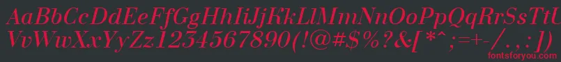 BodoninovaItalic Font – Red Fonts on Black Background