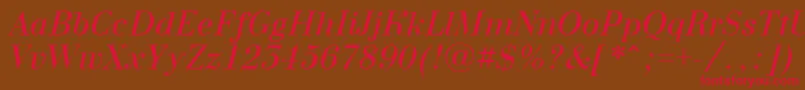 BodoninovaItalic Font – Red Fonts on Brown Background