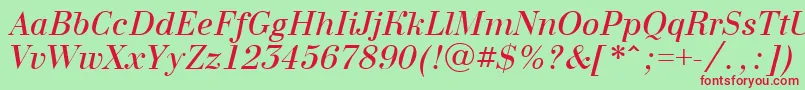 BodoninovaItalic Font – Red Fonts on Green Background