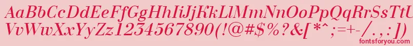 BodoninovaItalic Font – Red Fonts on Pink Background