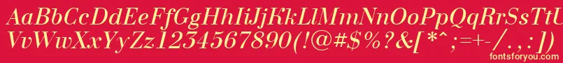 BodoninovaItalic Font – Yellow Fonts on Red Background