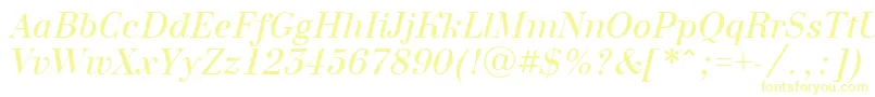 フォントBodoninovaItalic – 白い背景に黄色の文字