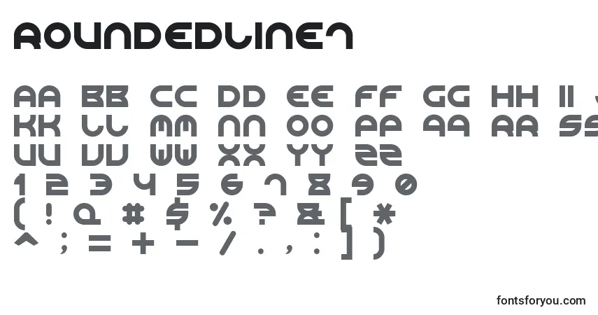 A fonte RoundedLine7 – alfabeto, números, caracteres especiais