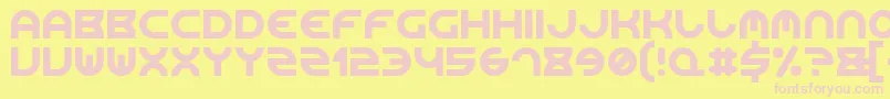 RoundedLine7-fontti – vaaleanpunaiset fontit keltaisella taustalla