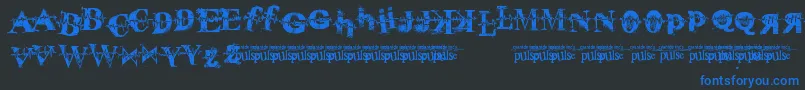 PulseSans-Schriftart – Blaue Schriften auf schwarzem Hintergrund