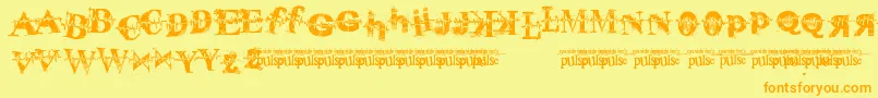 PulseSans-Schriftart – Orangefarbene Schriften auf gelbem Hintergrund