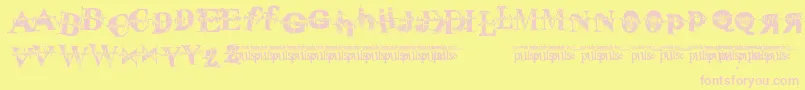 PulseSans-fontti – vaaleanpunaiset fontit keltaisella taustalla