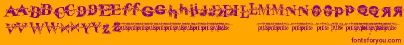 PulseSans-Schriftart – Violette Schriften auf orangefarbenem Hintergrund