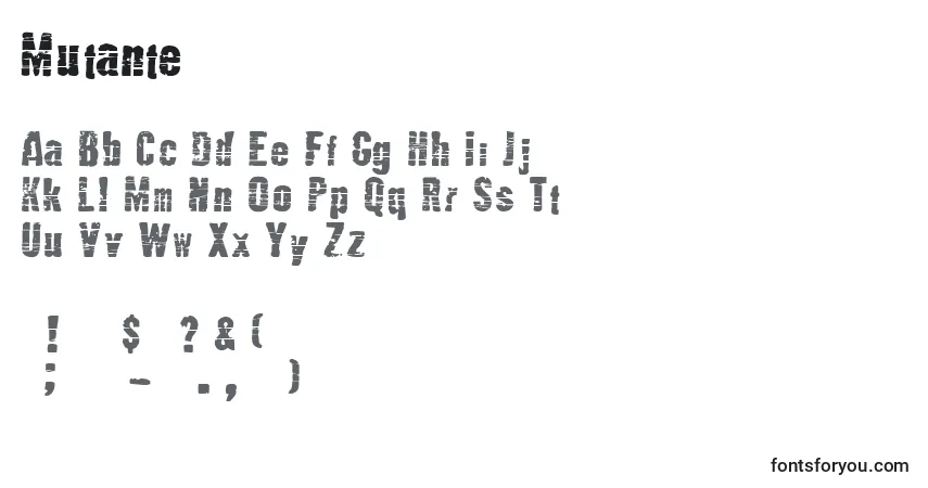 Czcionka Mutante – alfabet, cyfry, specjalne znaki
