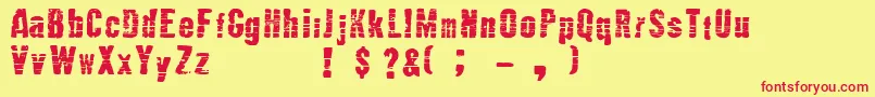 Mutante-Schriftart – Rote Schriften auf gelbem Hintergrund